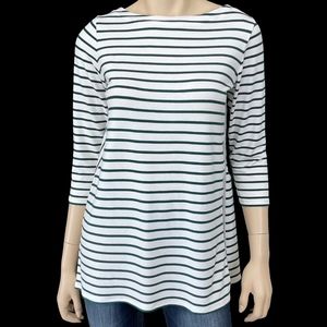 J. Jill 3/4 sleeved tunic top Forest green and white.